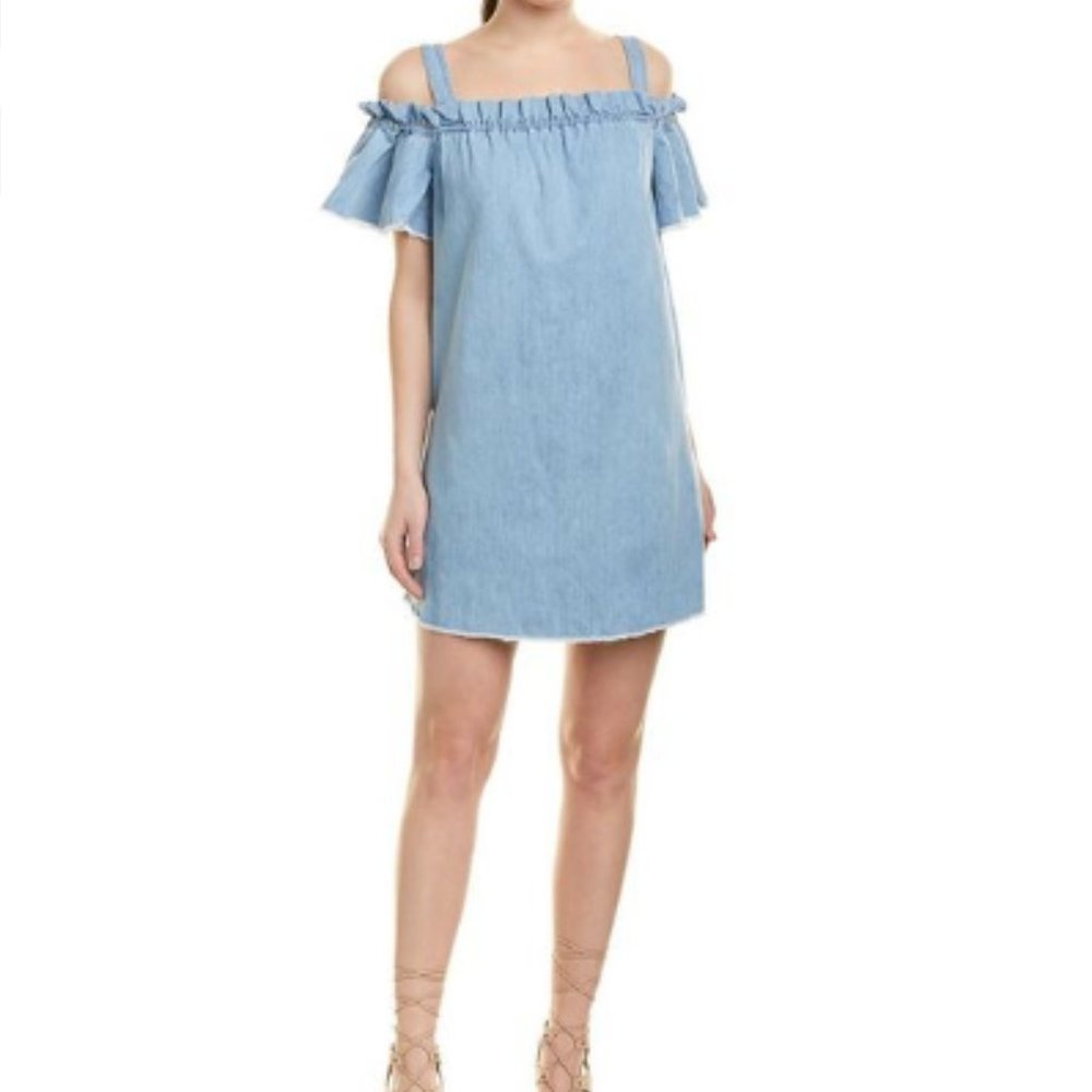 💙 7 FAM Off the Shoulder Denim/Chambray Dress